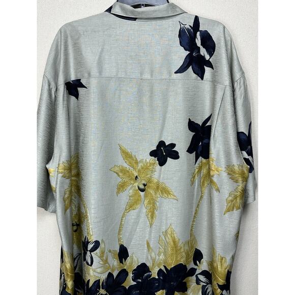 Carribean Joe Rayon Taupe Floral Hawaiian Shirt Men’s 2XL Button Up Tropical - Picture 6 of 11